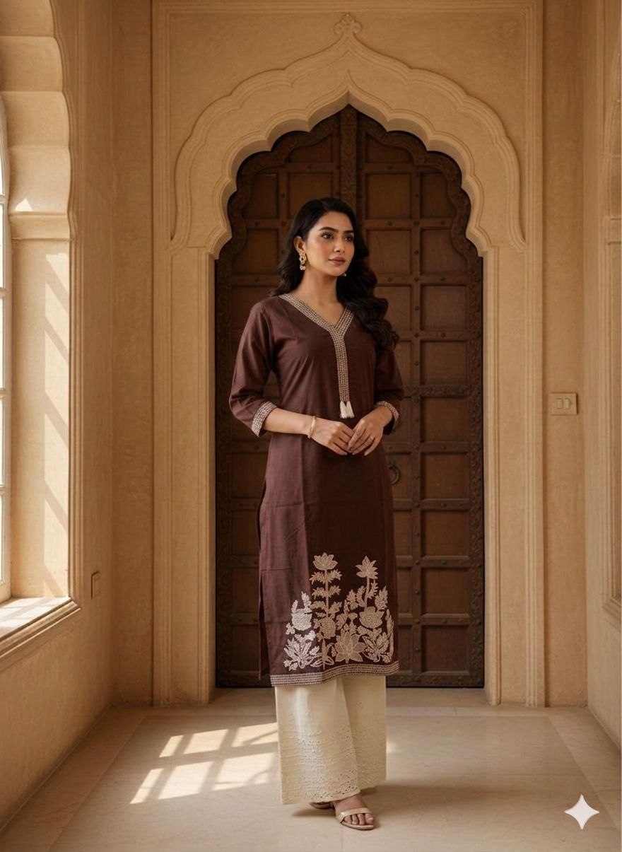 Moroccan Mosaic Hand-Block Print Cotton Kurta & Tapered Pant Set