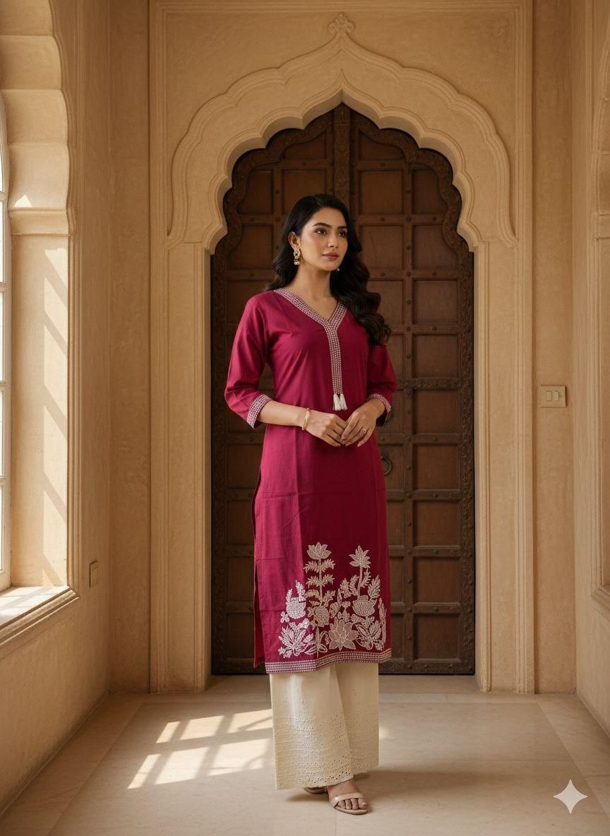 Moroccan Mosaic Hand-Block Print Cotton Kurta & Tapered Pant Set