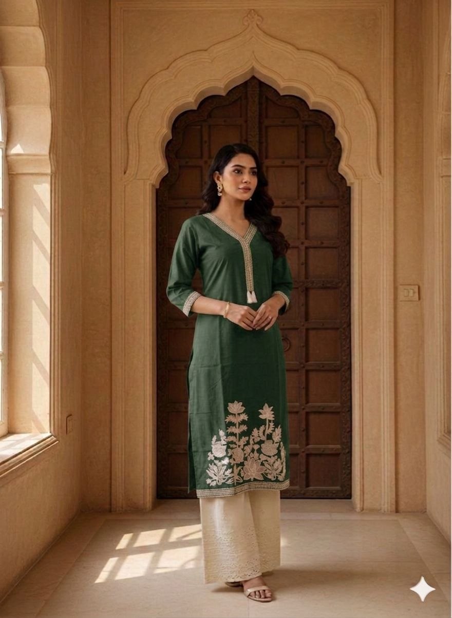 Moroccan Mosaic Hand-Block Print Cotton Kurta & Tapered Pant Set