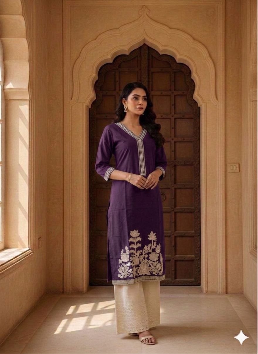 Moroccan Mosaic Hand-Block Print Cotton Kurta & Tapered Pant Set