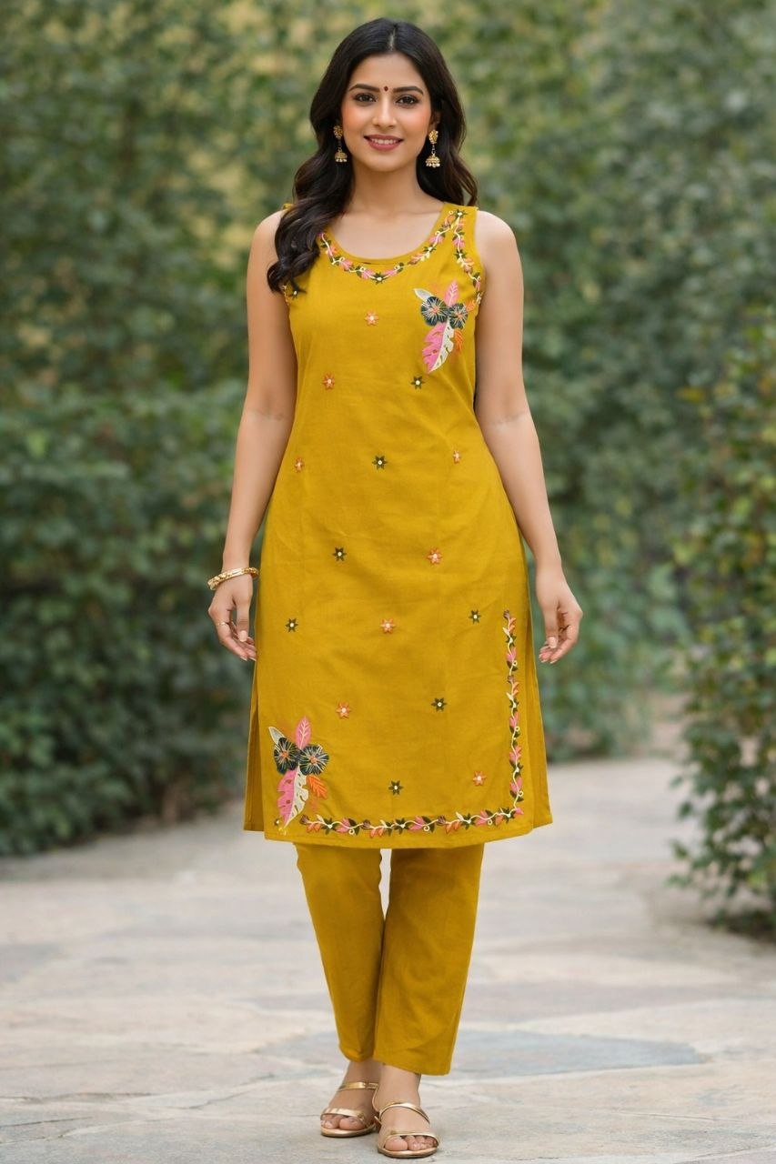 Desert Mirage Hand-Block Geometric Cotton Kurta & Tapered Pant Set