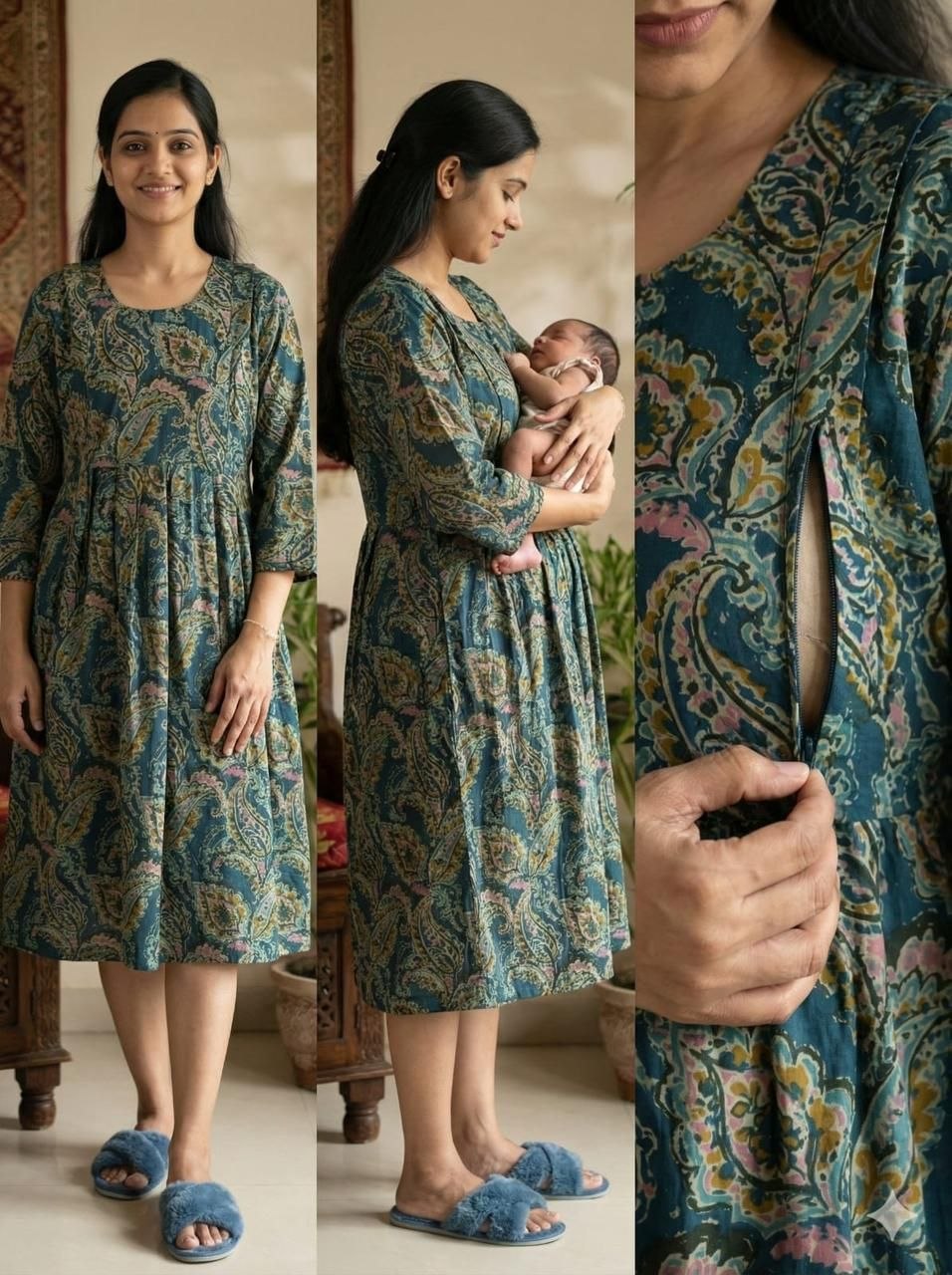 Gilded Serenity: Ornate V-Neck Velvet Co-ord Set