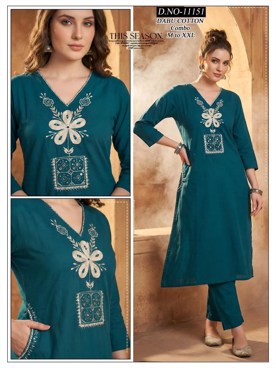 Majestic Paisley Hand-Block Print Cotton Kurta & Tapered Pant Set
