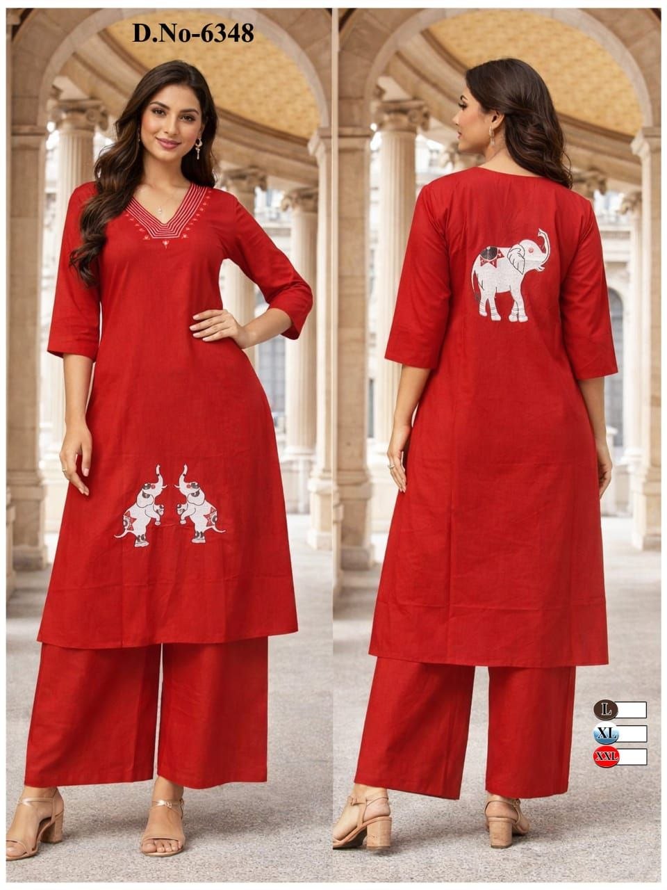 Maroon Dabbu Cotton Kurta Set with Handcrafted Embroidery