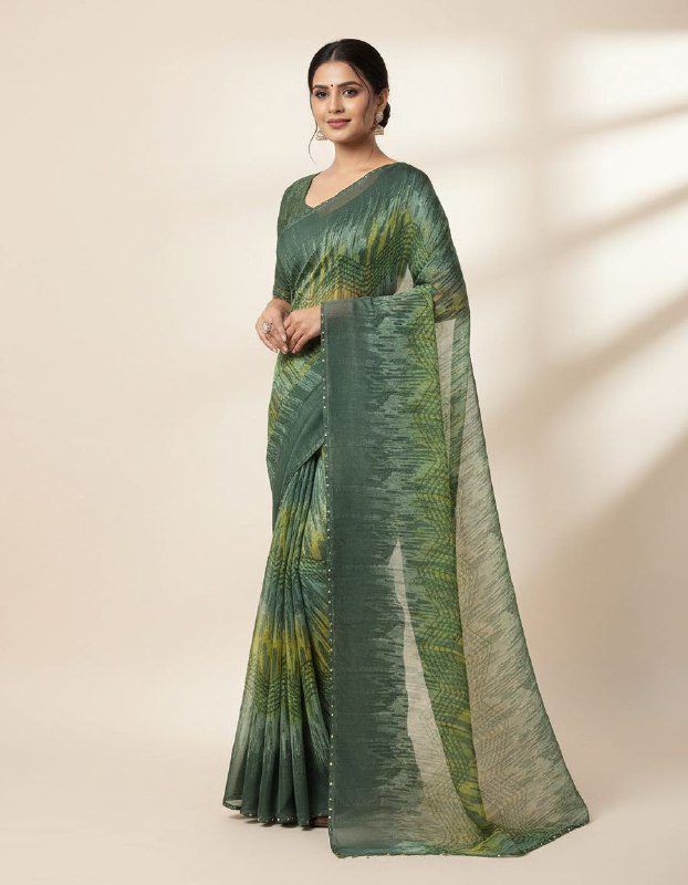 Abstract Grey-Blue Print Saree