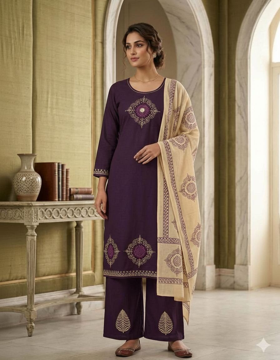 Arctic Flora Hand-Block Print Cotton Kurta & Tapered Pant Set