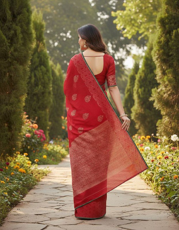 Classic Red Woven Saree