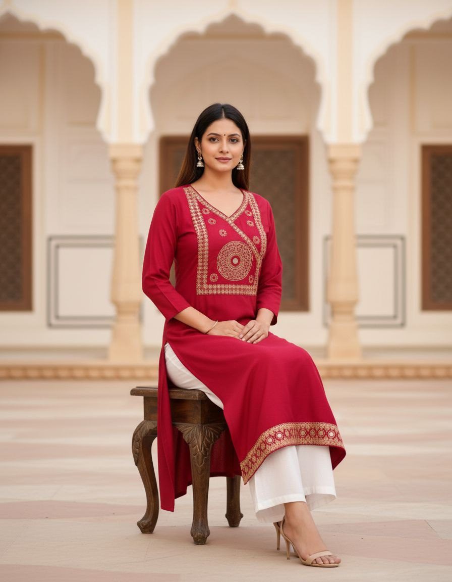Elegant Embroidered Kurti Set – Timeless Ethnic Sophistication