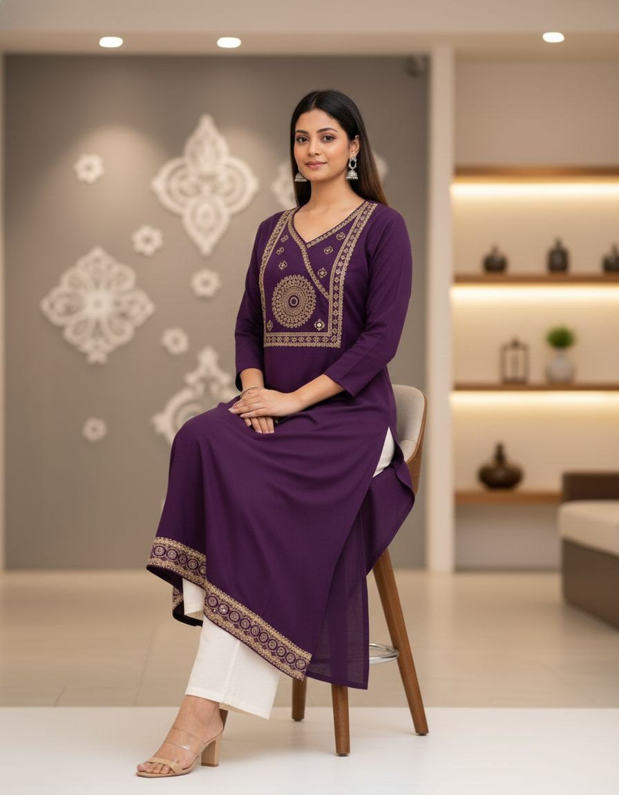 Elegant Embroidered Kurti Set – Timeless Ethnic Sophistication