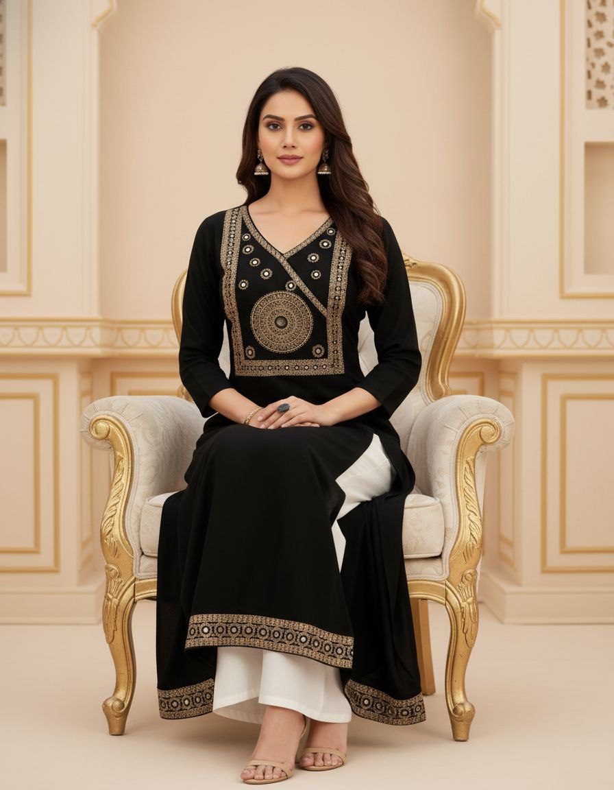 Elegant Embroidered Kurti Set – Timeless Ethnic Sophistication
