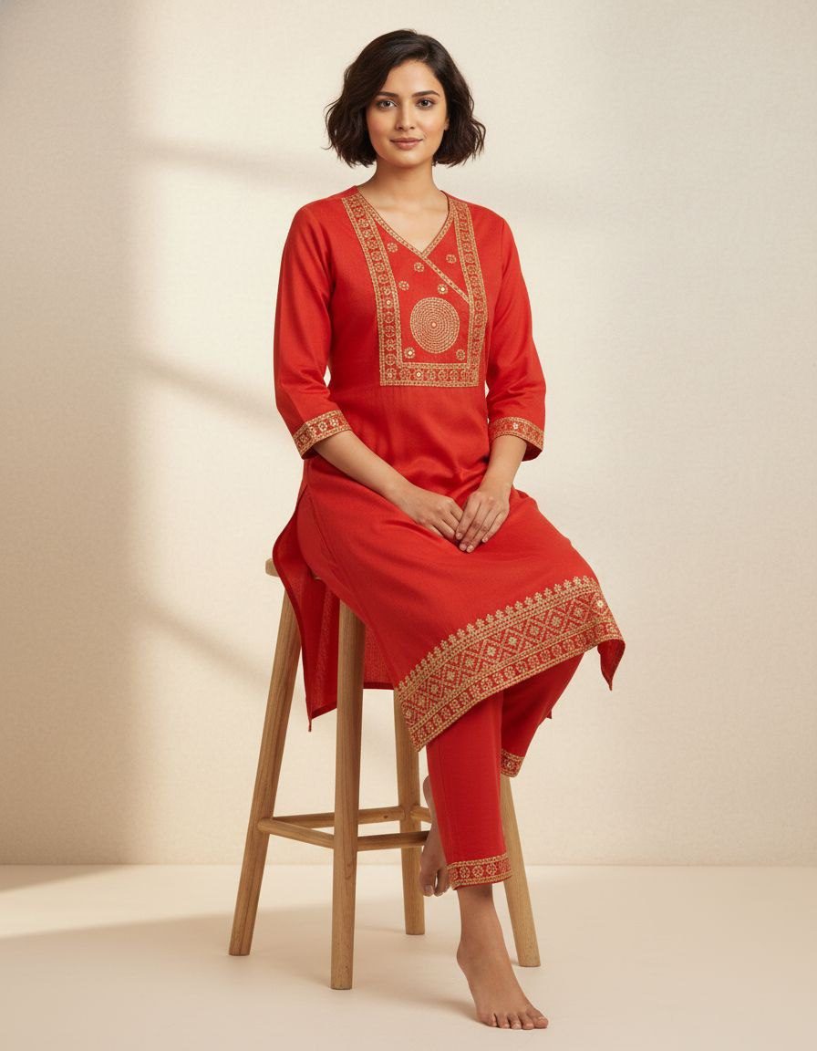 Elegant Embroidered Kurti Set – Timeless Ethnic Sophistication