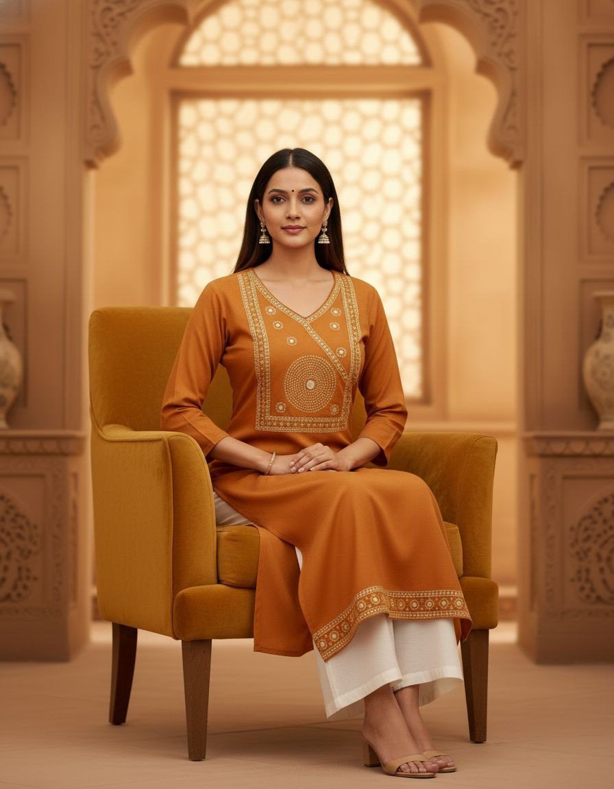 Elegant Embroidered Kurti Set – Timeless Ethnic Sophistication
