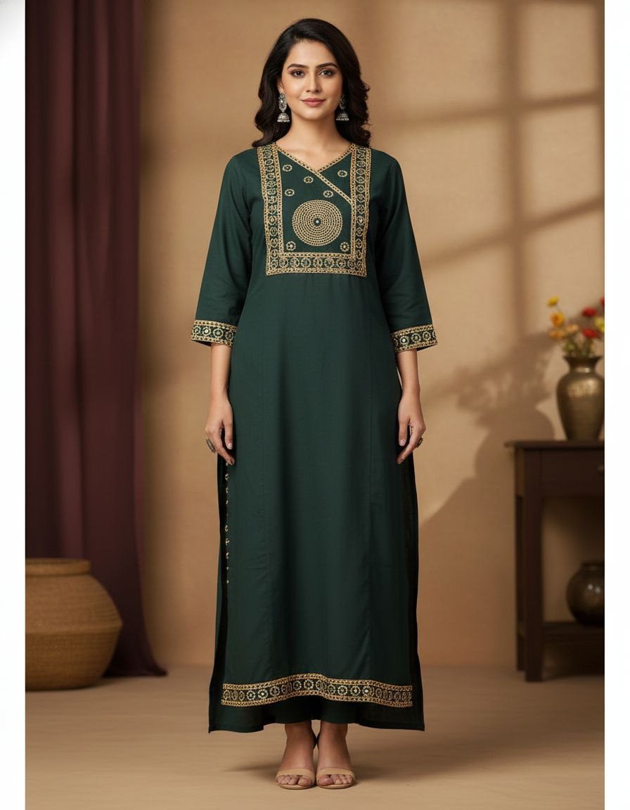 Elegant Embroidered Kurti Set – Timeless Ethnic Sophistication