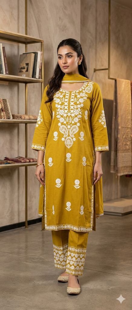 Geometric Earth-Tone Hand-Block Print Kurta & Pant Set