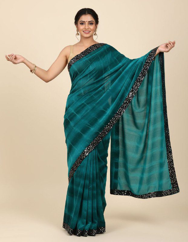 Dynamic Blue Tie-Dye Shimmer Saree