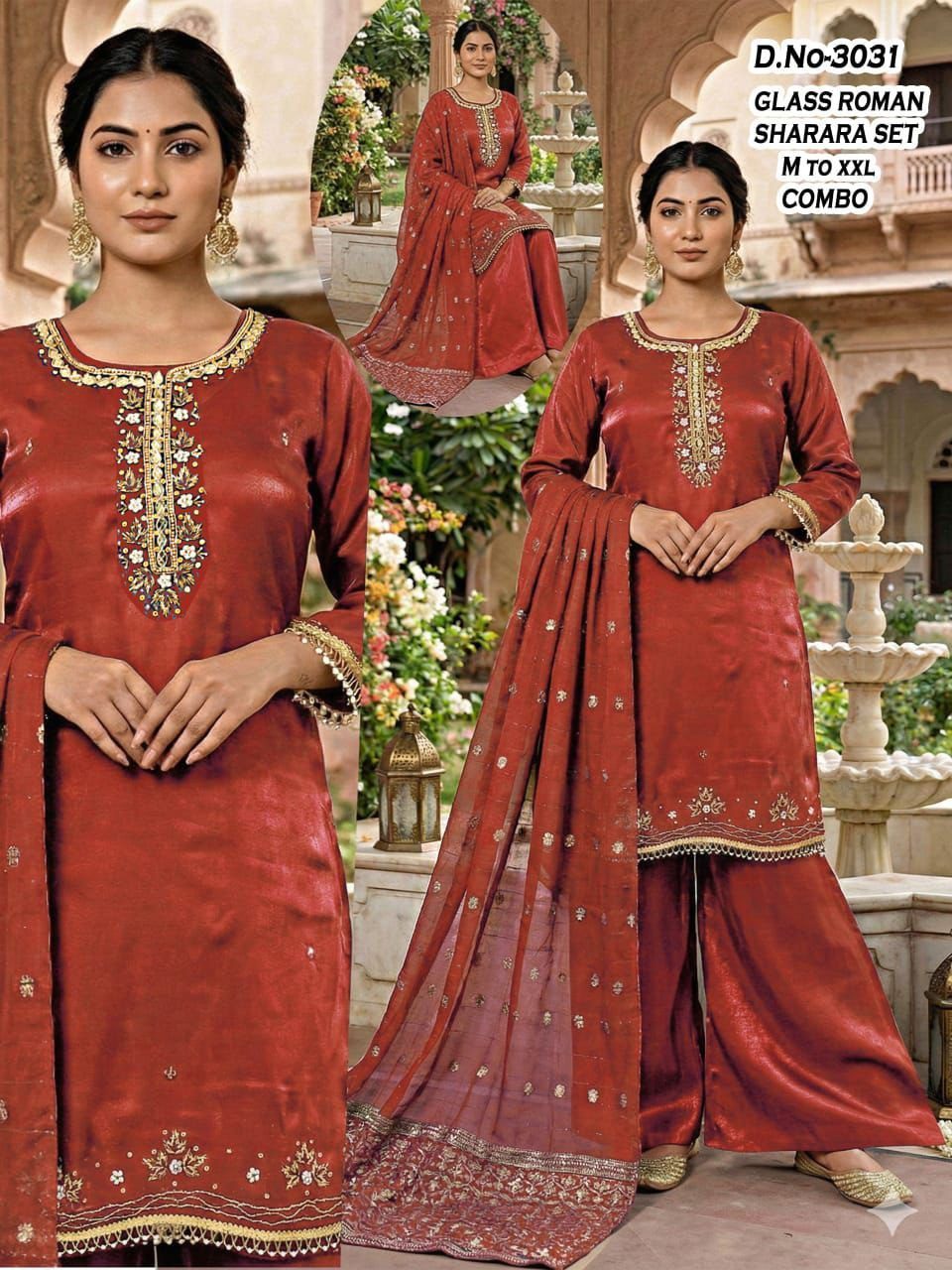 Product on sale Majestic Peacock Embroidered Tissue Silk Suit Set with Scalloped Dupatta