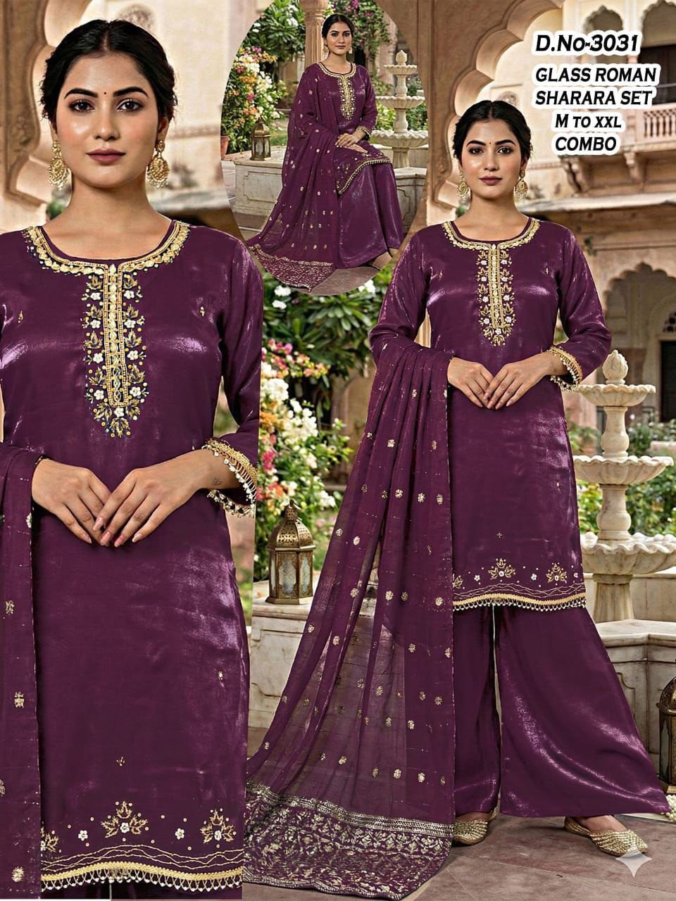 Product on sale Majestic Peacock Embroidered Tissue Silk Suit Set with Scalloped Dupatta