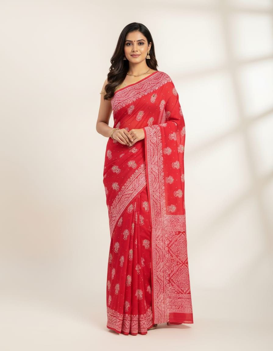 Elegance in Weave: Exquisite Chanderi Cotton Saree with Traditional Motifs