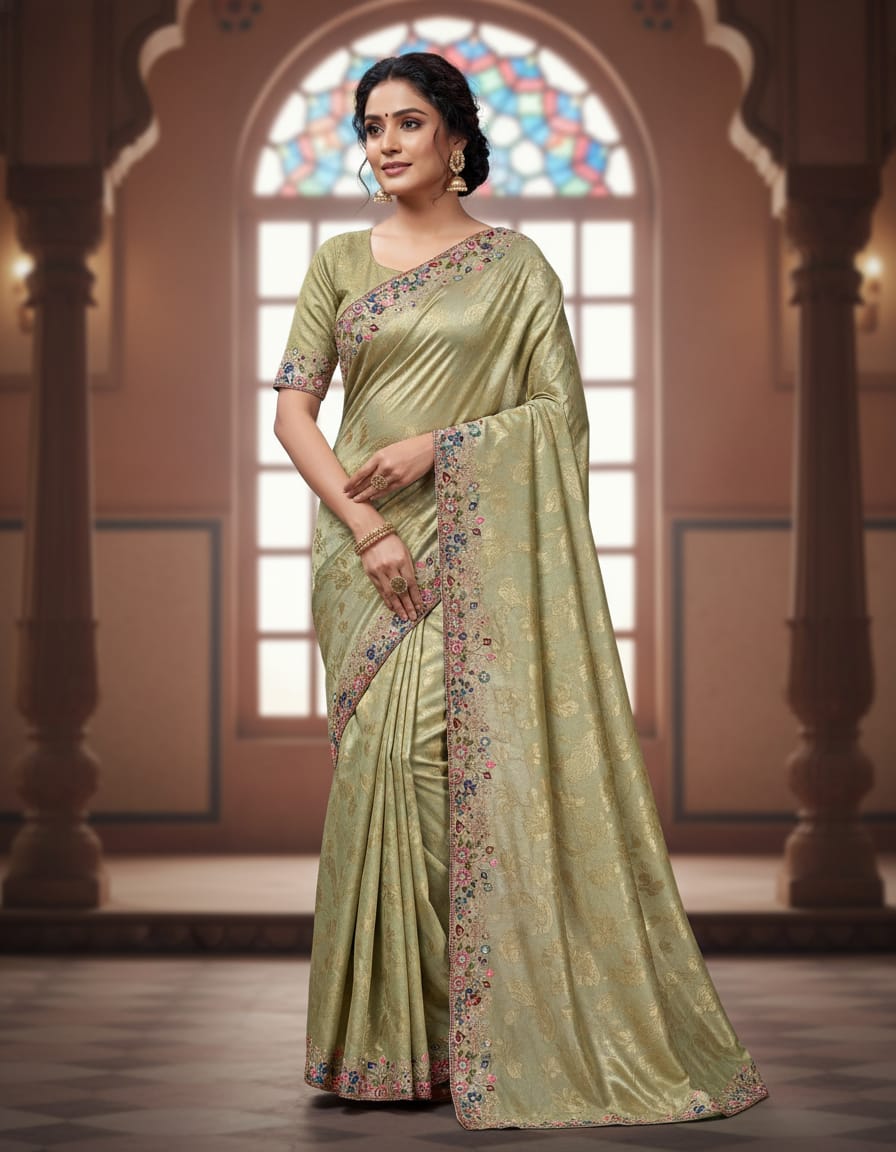 Elegant Lavender and Silver Designer Saree
