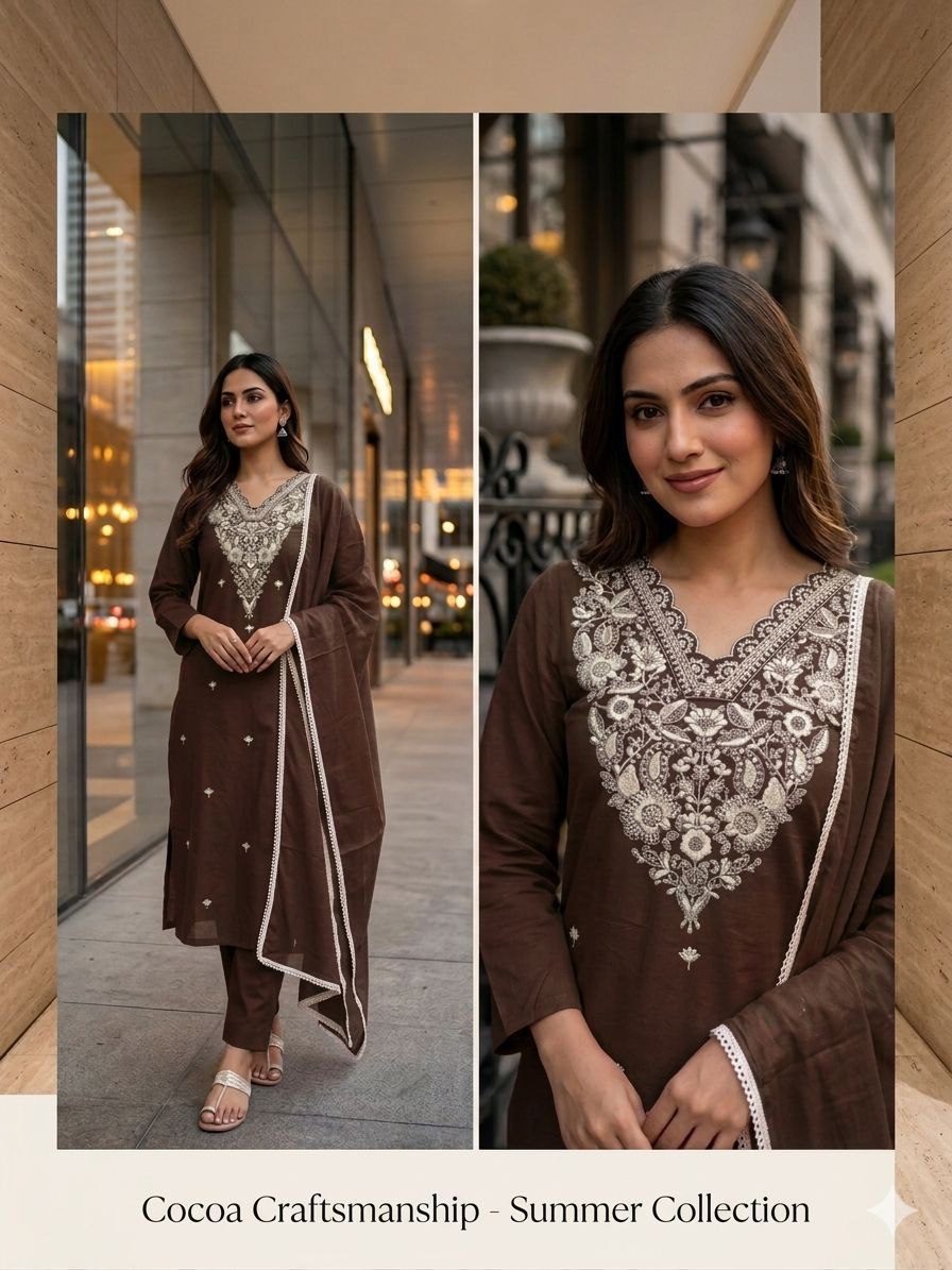 The Aari Collection: Intricately Embroidered Scalloped Suit Set