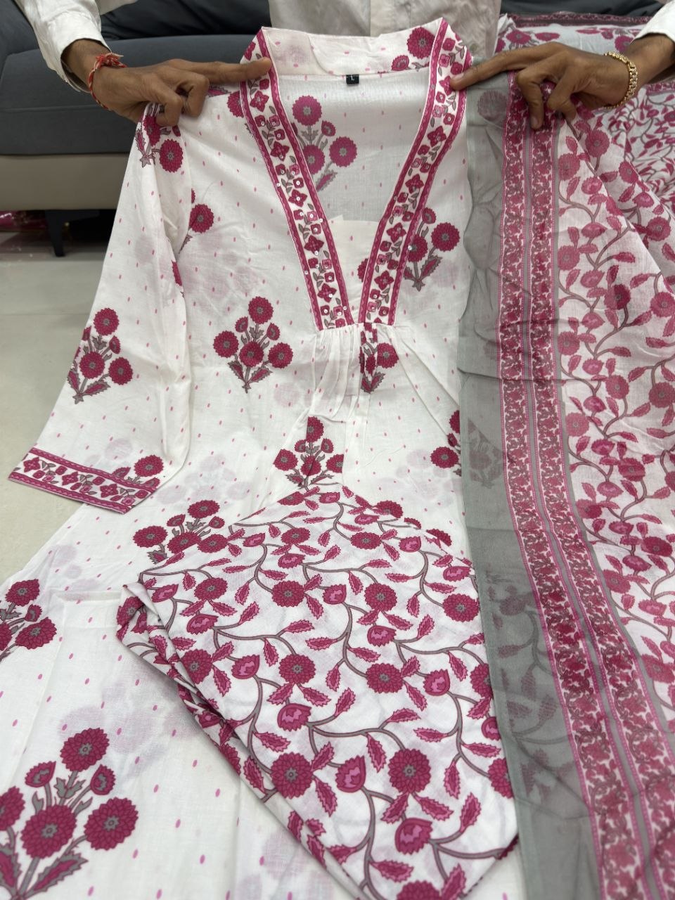 Lavender Bloom Printed Kurta Set with Elegant Dupatta