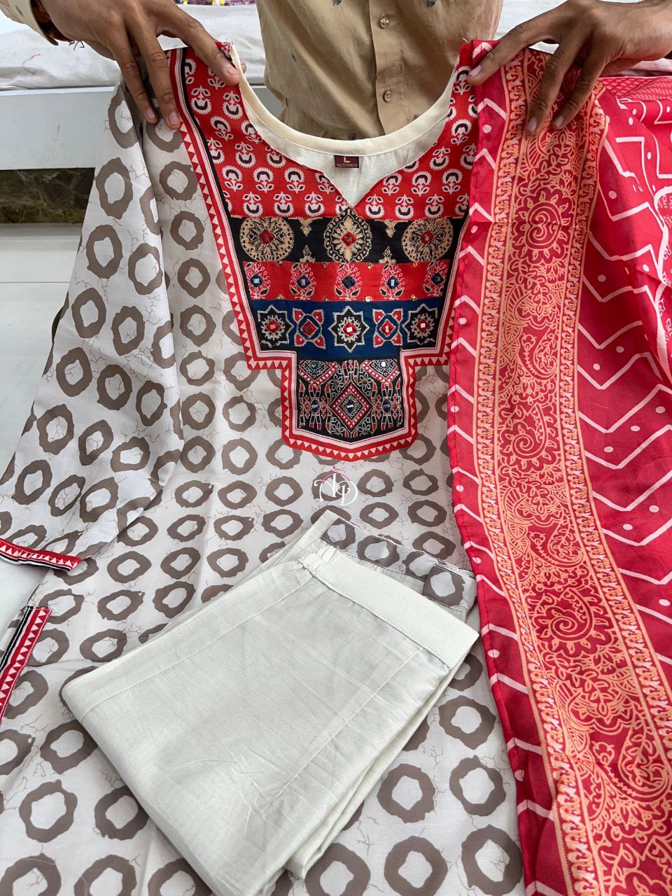 Royal Maroon Ajrakh Print Kurta Set with Elegant Dupatta