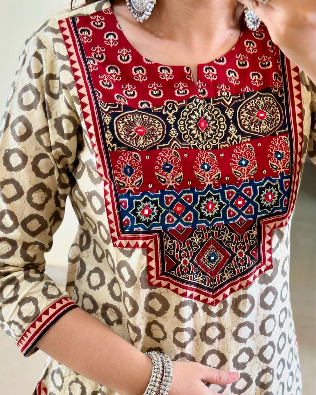 Royal Maroon Ajrakh Print Kurta Set with Elegant Dupatta