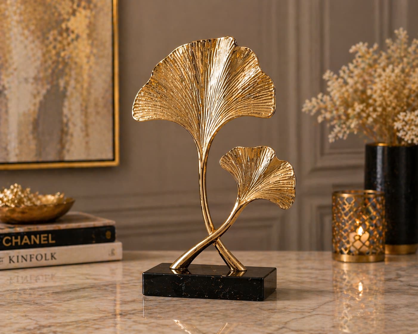 Golden Ginkgo Luxe Sculpture