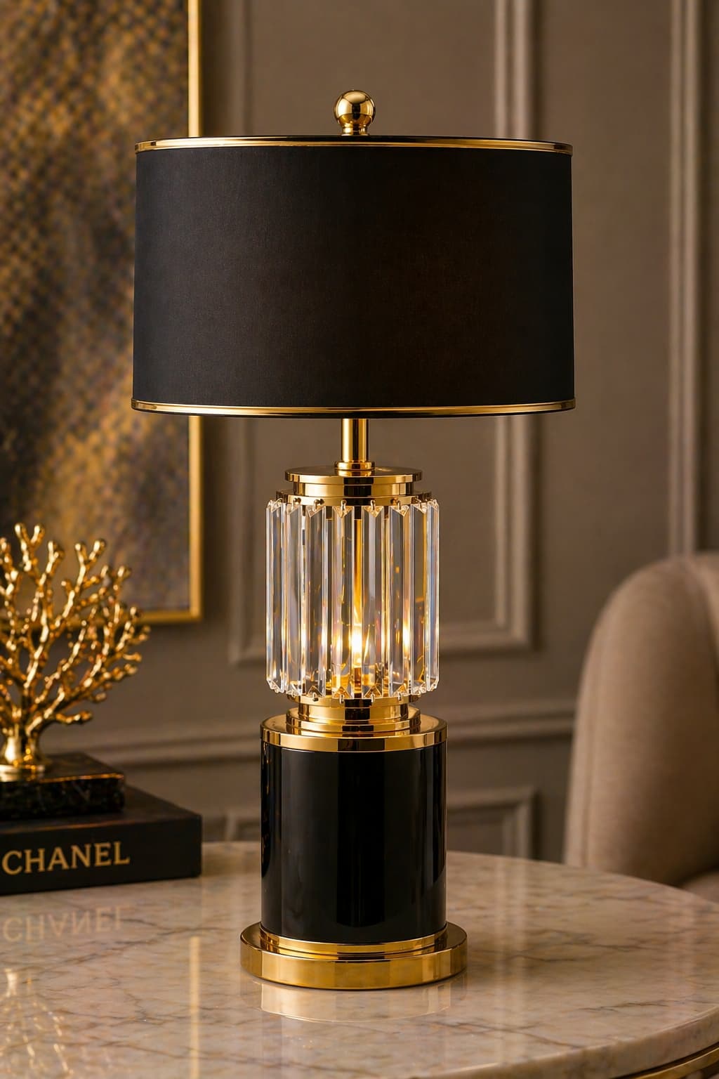 Noir Crystal Luxe Table Lamp