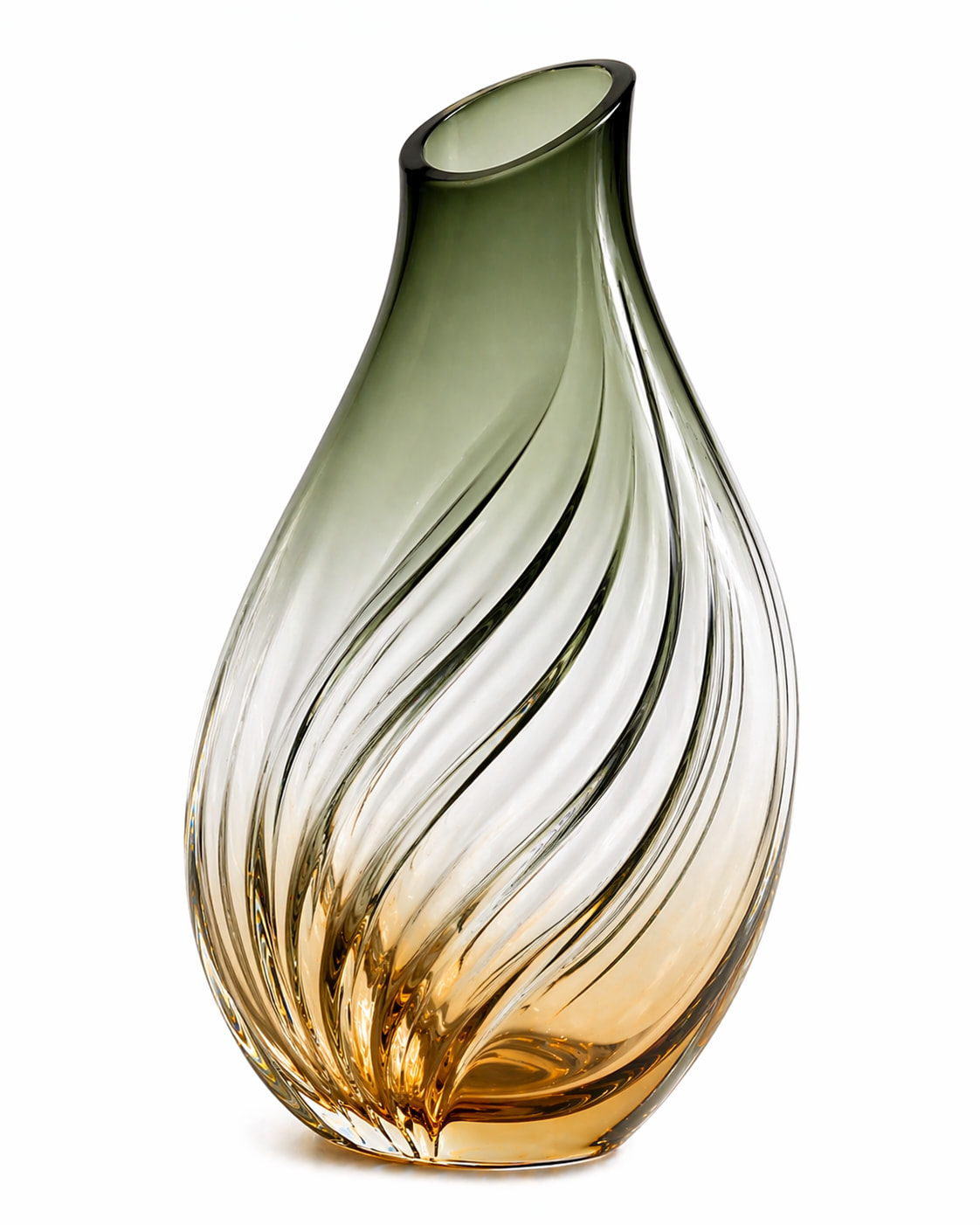 Forest Amber Spiral Glass Vase
